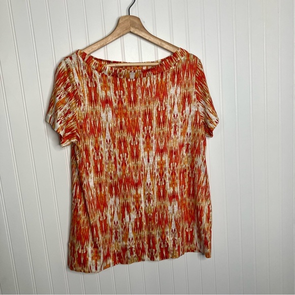 J Jill Love Linen Shirt Medium Multicolor Boat Neck Summer Breathable - Picture 1 of 5